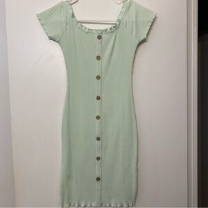 Ardene Ribbed Off Shoulder Bodycon Dress Size S Green